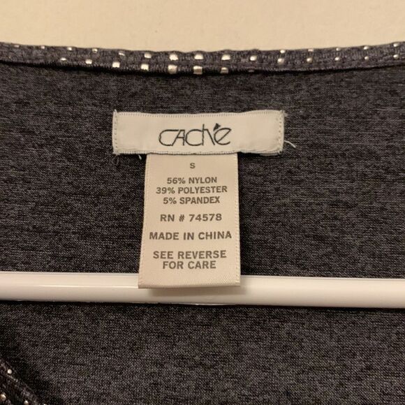 Cache long sleeve black beaded side gathered blouse Size S NWOT - Picture 5 of 6